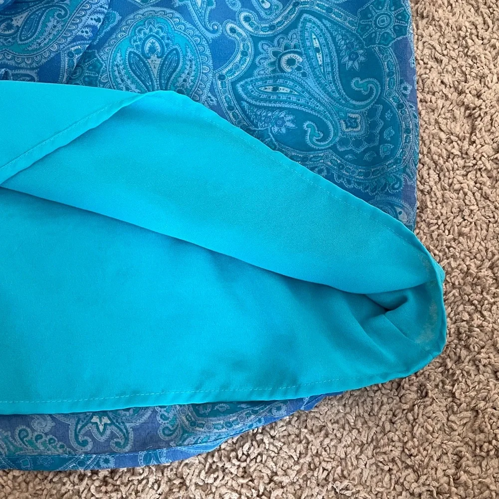 Worthington Blue Pleated‎ Paisley Skirt Size 8